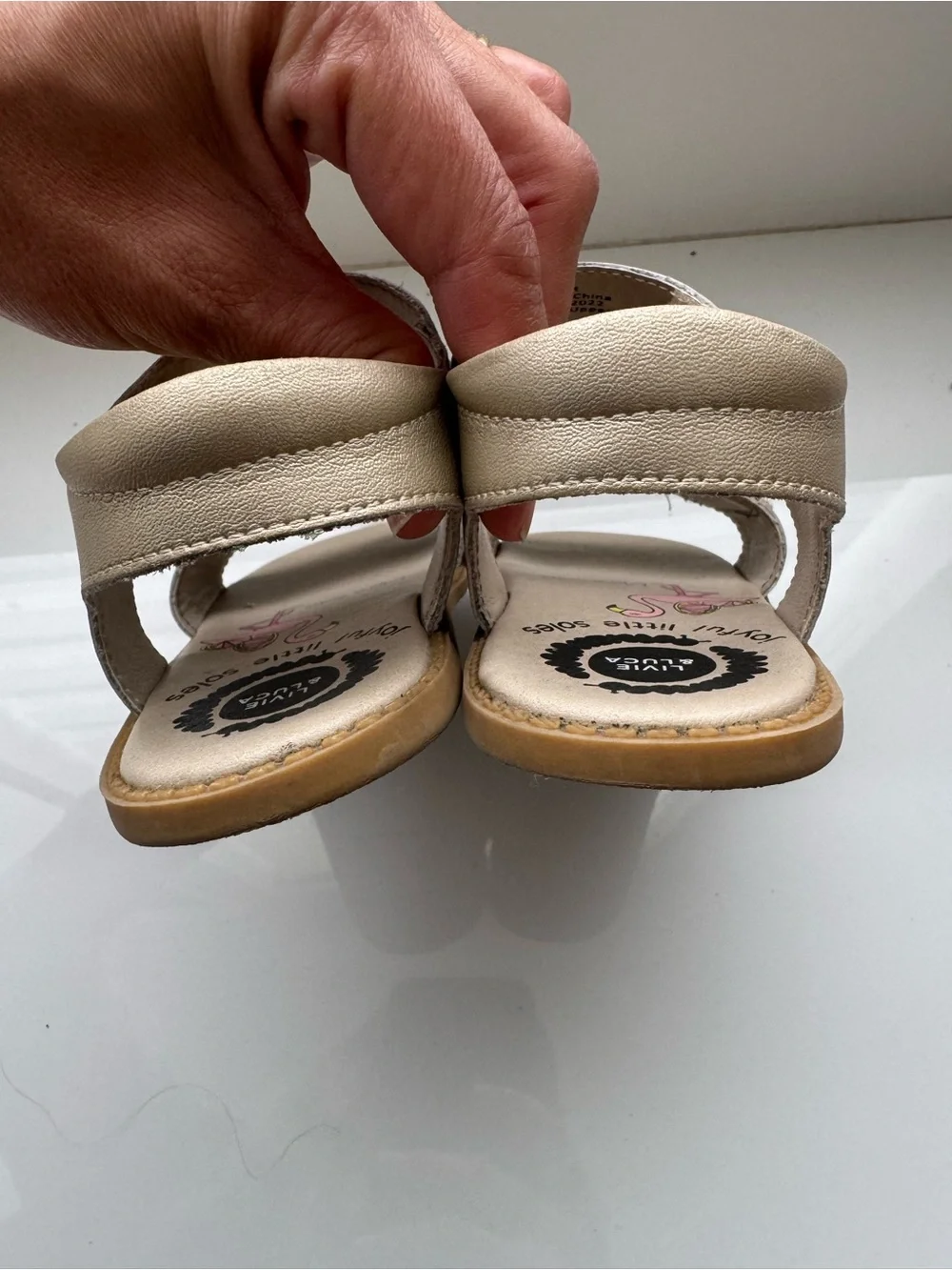 Livie & Luca Gold Sandals with Lilac Bird Accents USED size 11